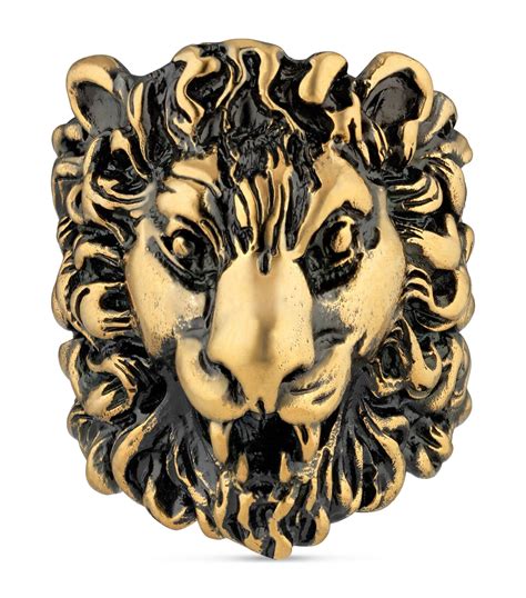 Gucci: Gold Lion Head Ring 